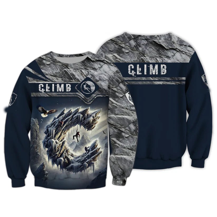Outdoor Sport Club - メンズ 3D クライミングプリント Tシャツ ファッション クライムクラブ愛好家向け