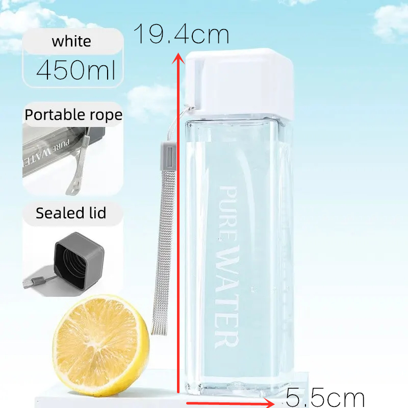 450ml、1個 クリアスクエアドリンクグラス（メイトプラス - Outdoor Sport Glass Water Bottle のレビューと価格